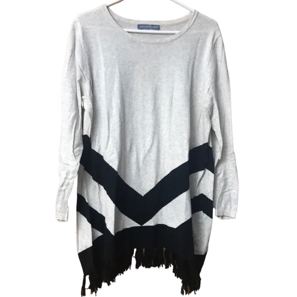 Zig zag fringe tunic sweater